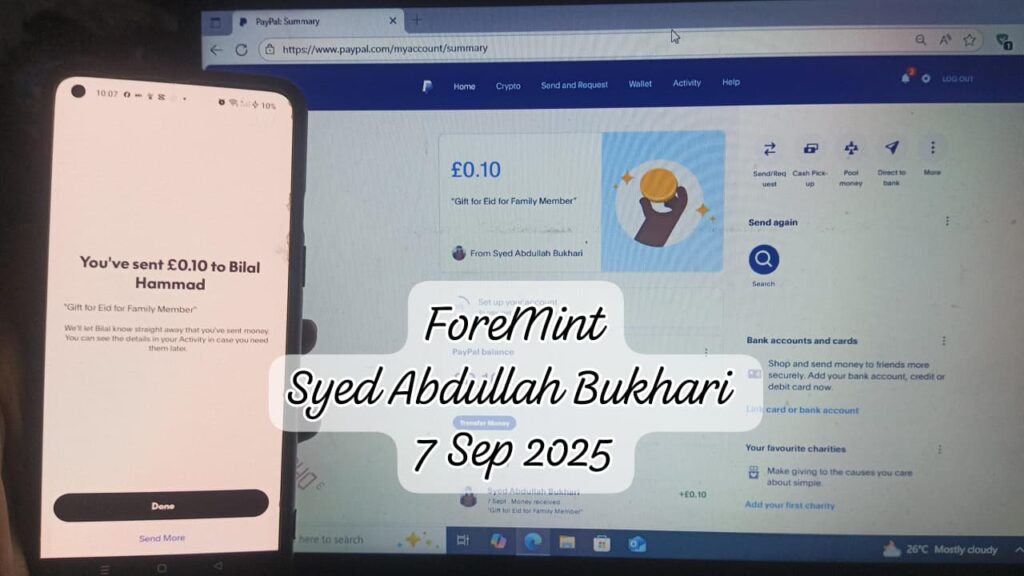 PayPal Personal Account – 7 Sep 2025 – ForeMint
