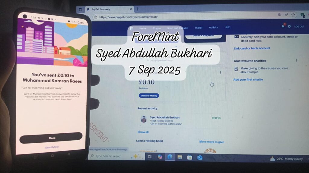 PayPal Personal Account – 7 Sep 2025 – ForeMint